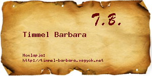 Timmel Barbara névjegykártya